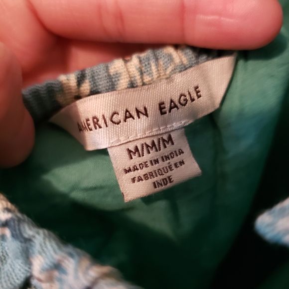 American Eagle Size M Teal Ditsy Floral Tie-Back Mini Dress - Picture 2 of 8